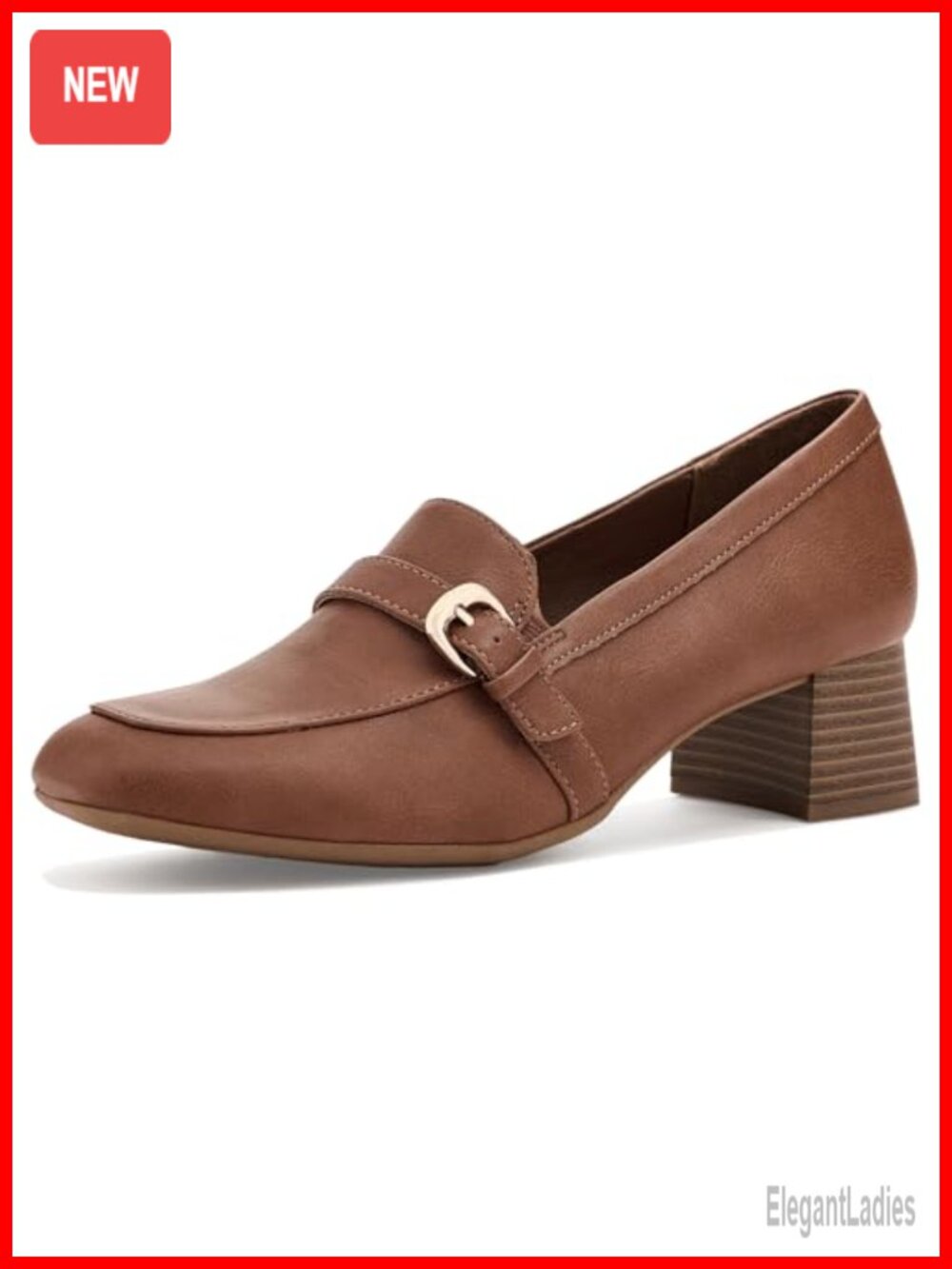 Womens Tailored Loafer Pump Flared Block Heel Business Casual